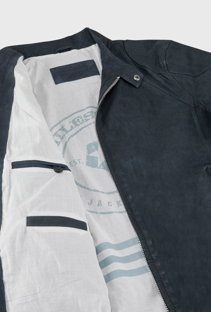 Granatowa kurtka biker