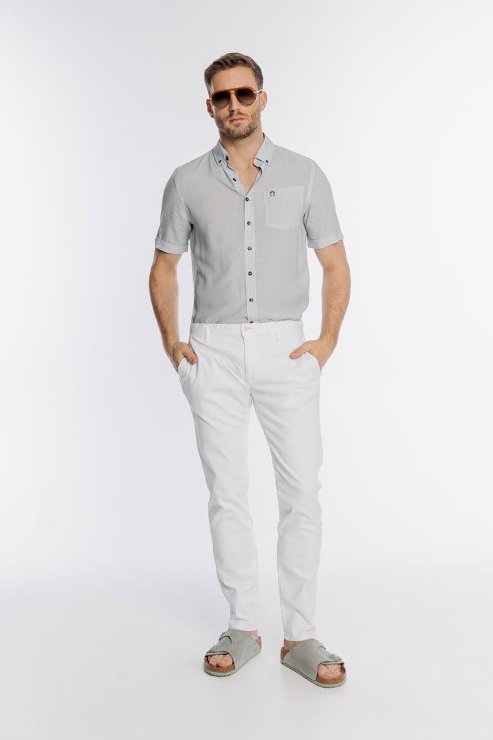 Śnieżnobiałe męskie spodnie chino Alberto o gładkim wykończeniu