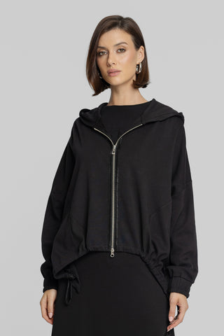 Czarna bluza z kapturem i zamkiem oversize