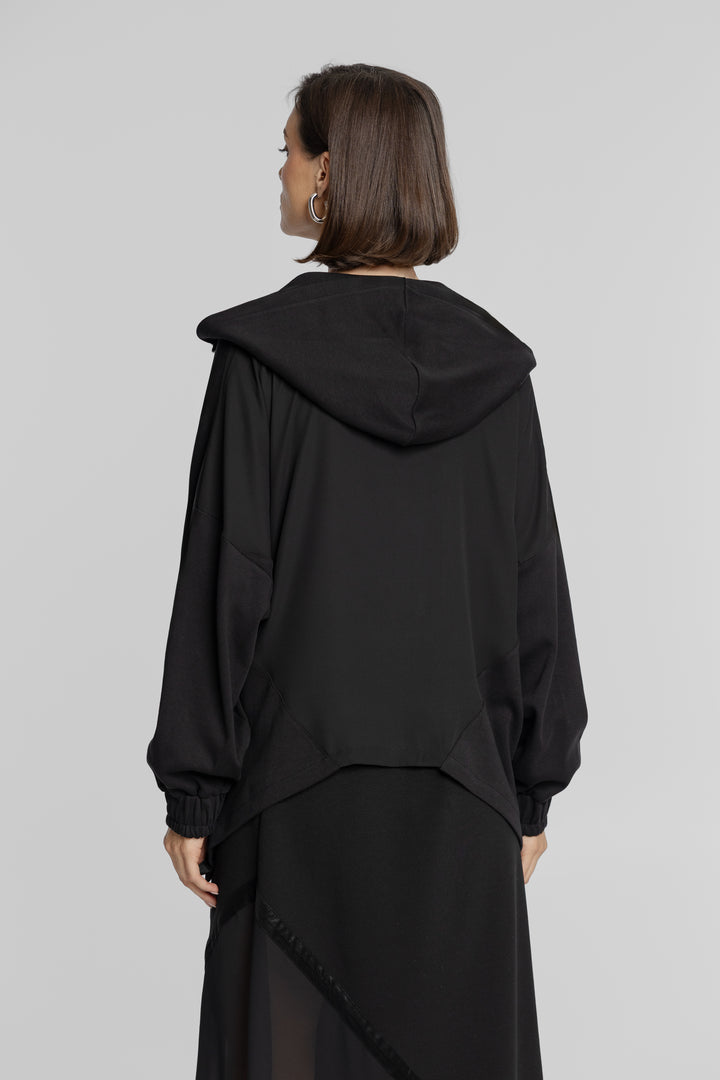 Czarna bluza z kapturem i zamkiem oversize