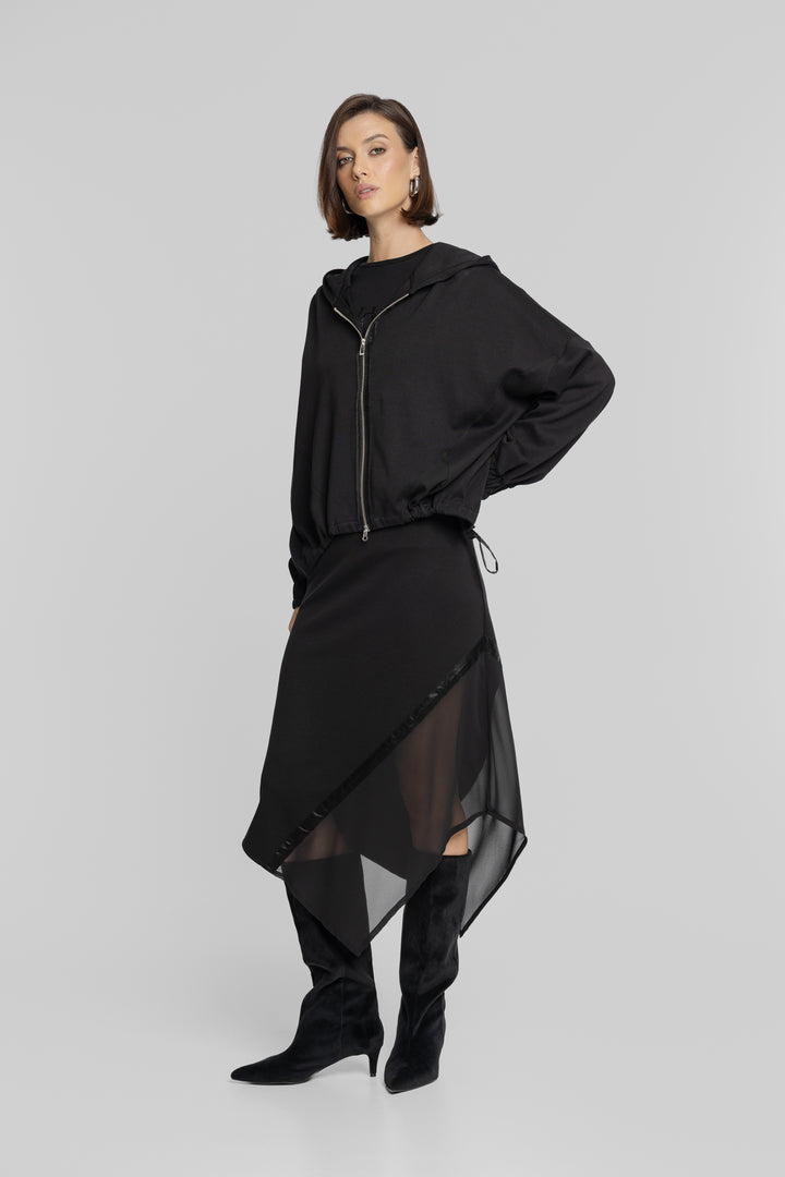 Czarna bluza z kapturem i zamkiem oversize