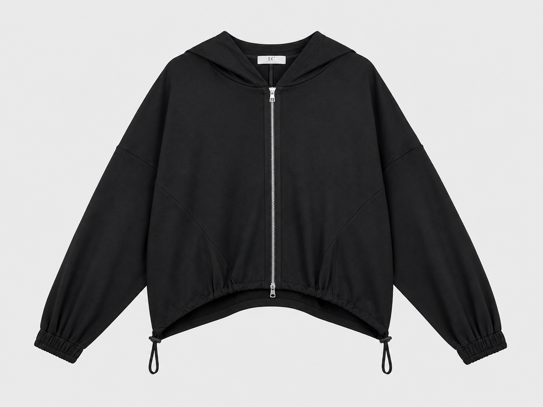 Czarna bluza z kapturem i zamkiem oversize