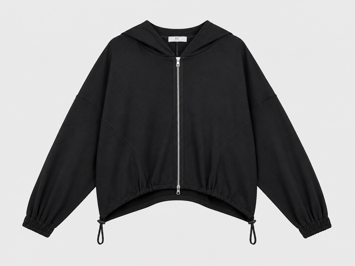 Czarna bluza z kapturem i zamkiem oversize