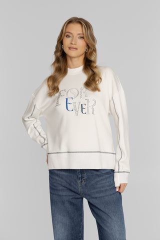 Kremowa bluza z ozdobnym napisem „FOREVER”