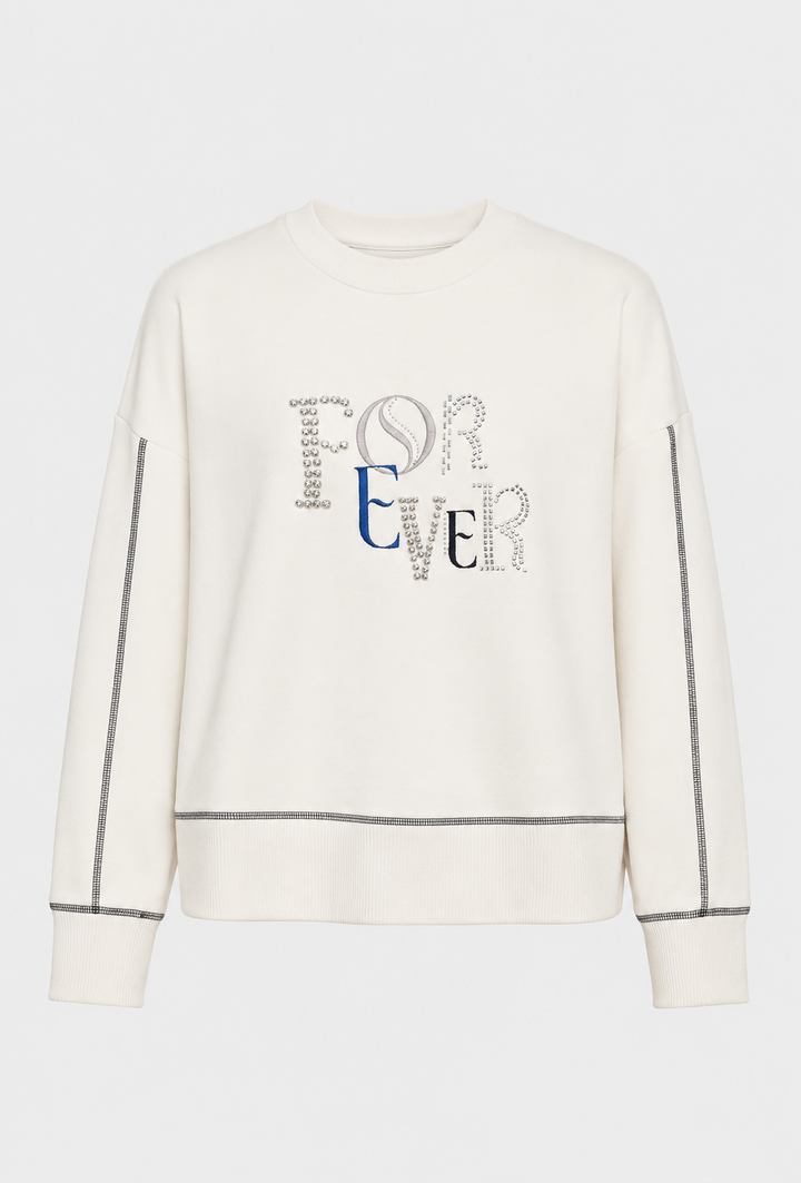 Kremowa bluza z ozdobnym napisem „FOREVER”
