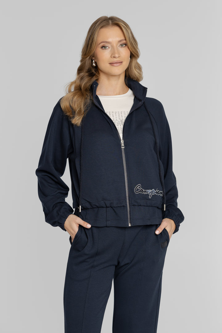 Granatowa bluza z kapturem i haftowanym logo Campione