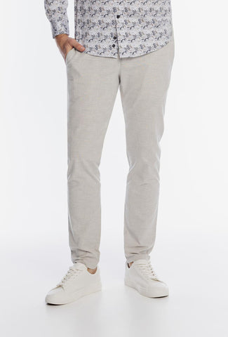 Jasnoszare spodnie męskie Alberto w delikatną kratę