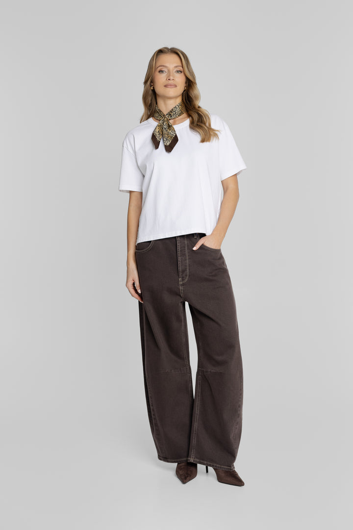 Brązowe jeansy wide leg Campione