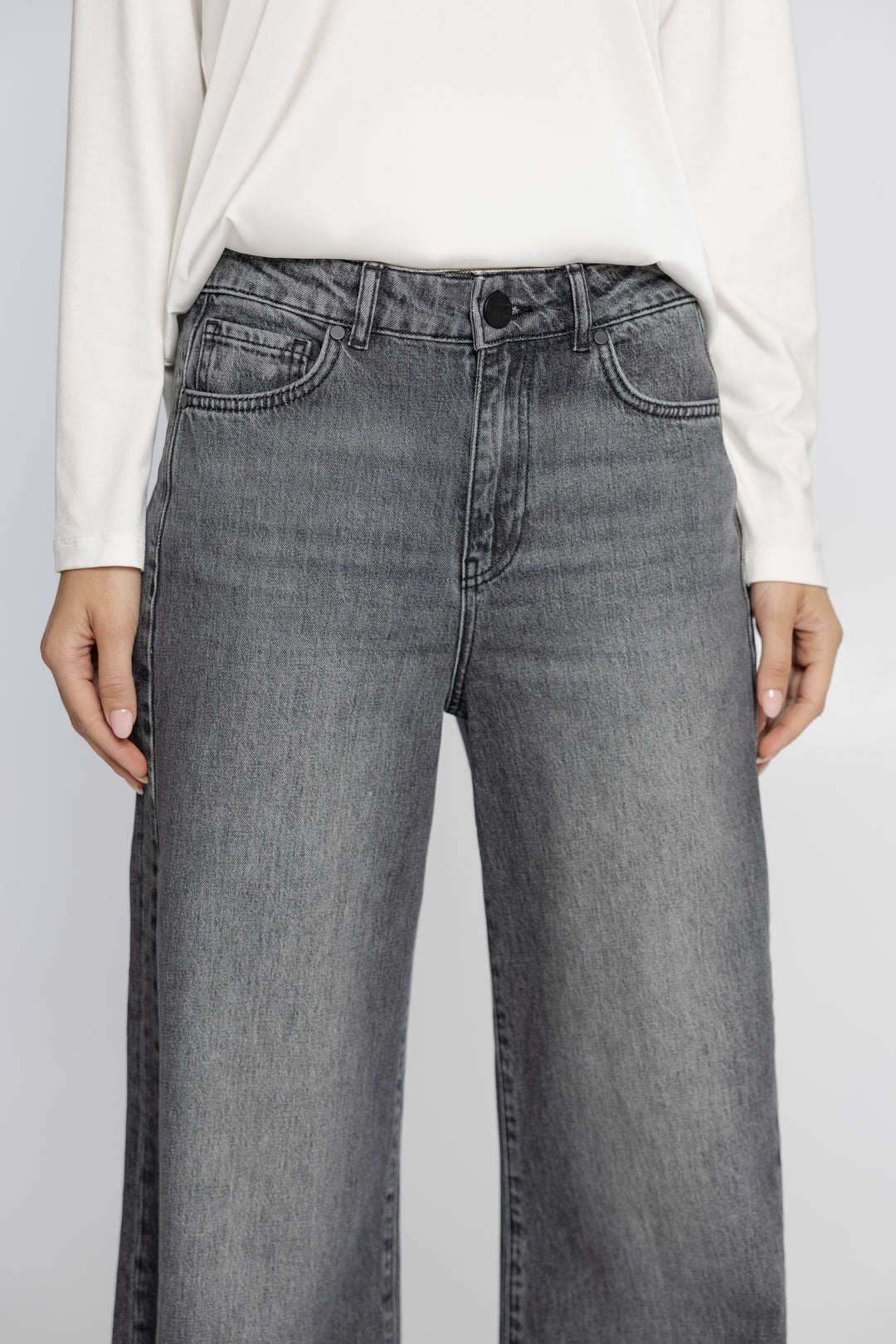 Szare jeansy damskie wide leg Campione