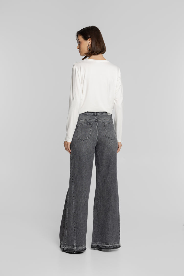 Szare jeansy damskie wide leg Campione