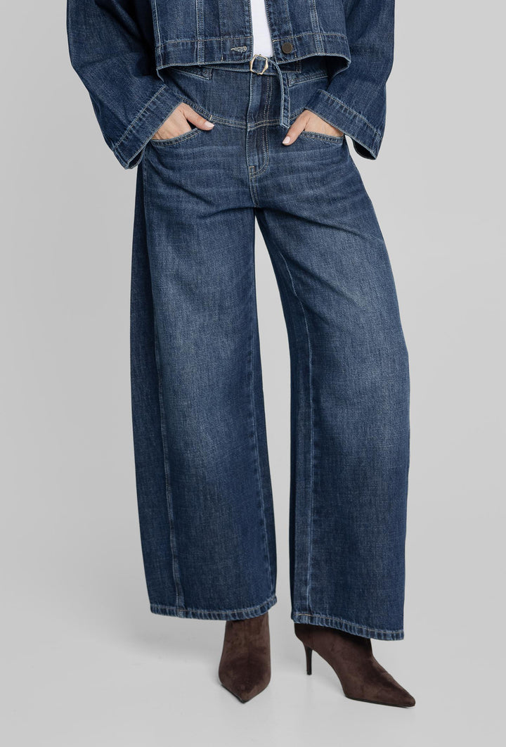 Niebieskie jeansy damskie wide leg Campione