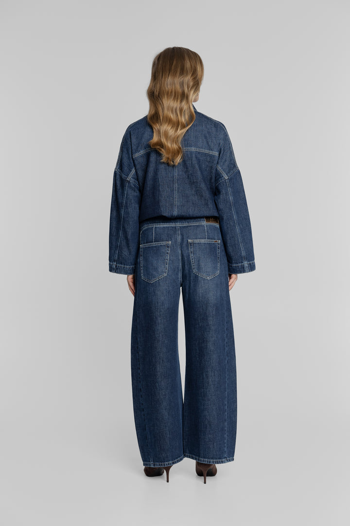 Niebieskie jeansy damskie wide leg Campione