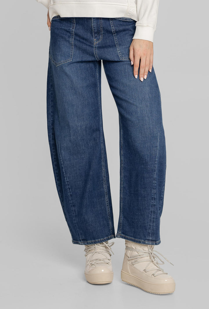 Niebieskie jeansy damskie wide leg Campione