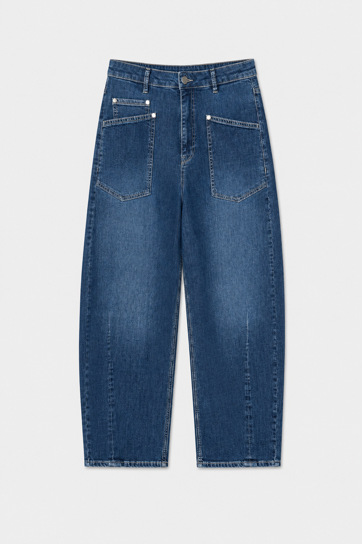 Niebieskie jeansy damskie wide leg Campione
