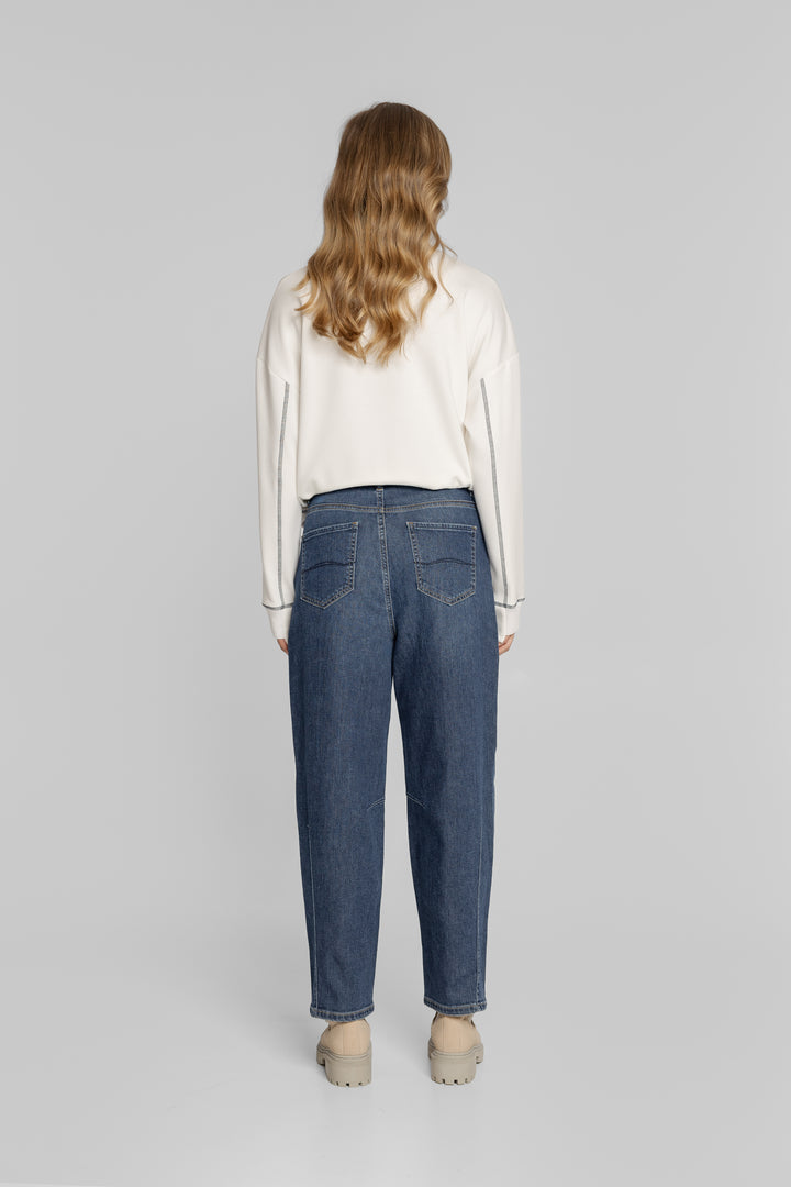 Niebieskie jeansy damskie straight fit Campione