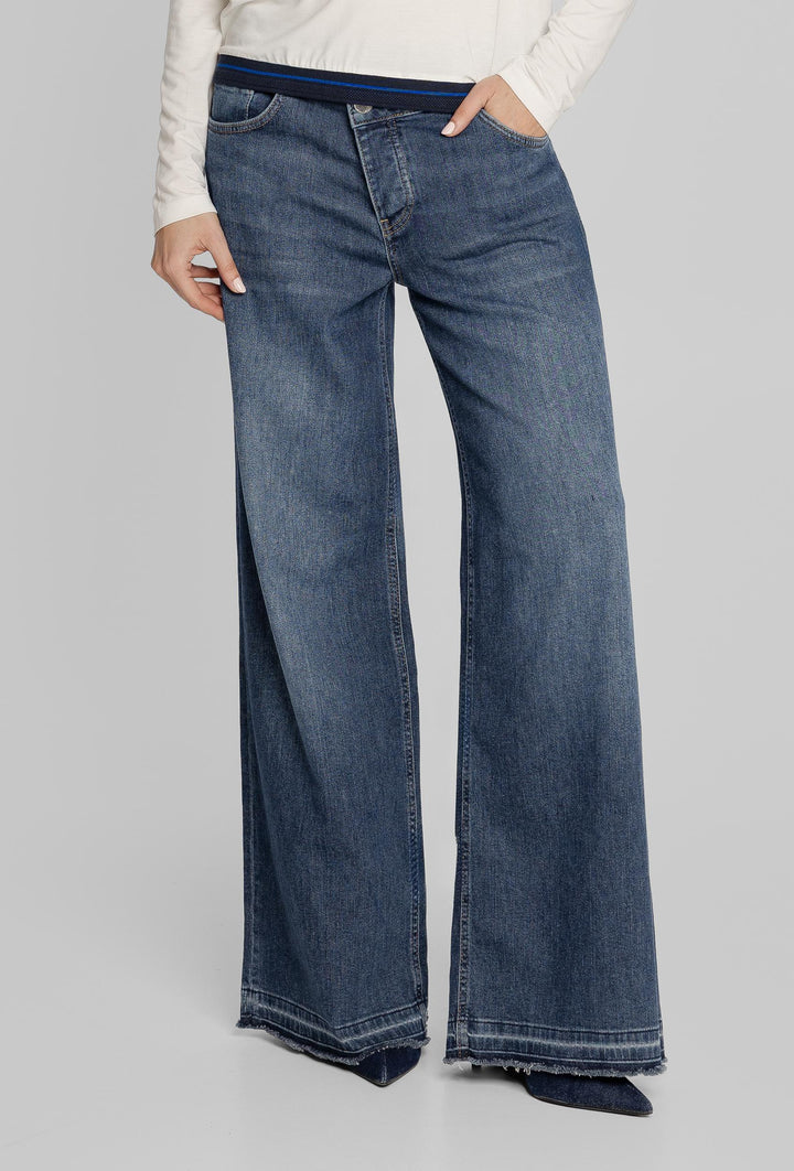 Niebieskie jeansy damskie wide leg Campione