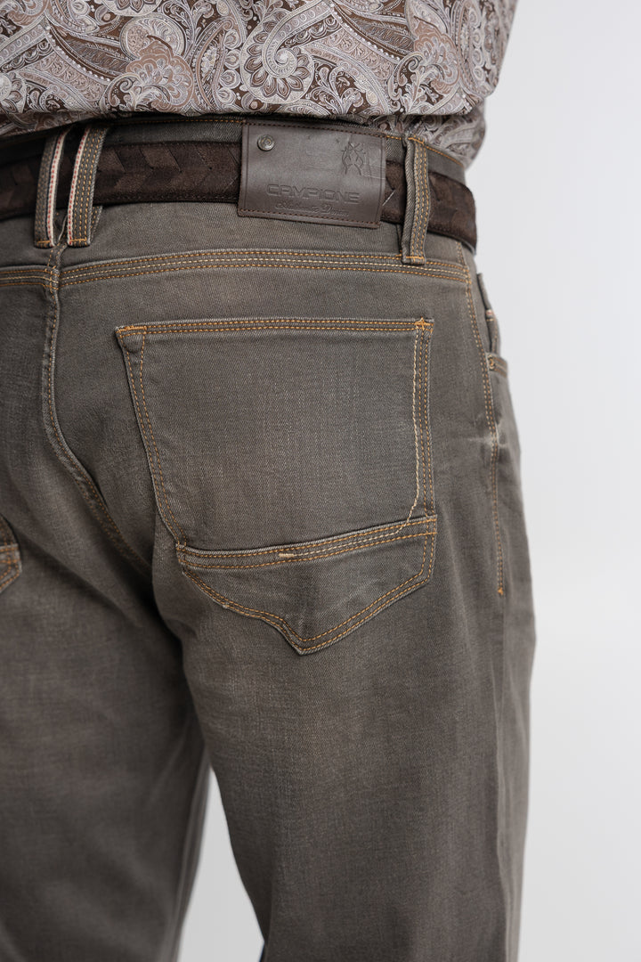 Szare jeansy męskie Regular Fit z efektem sprania