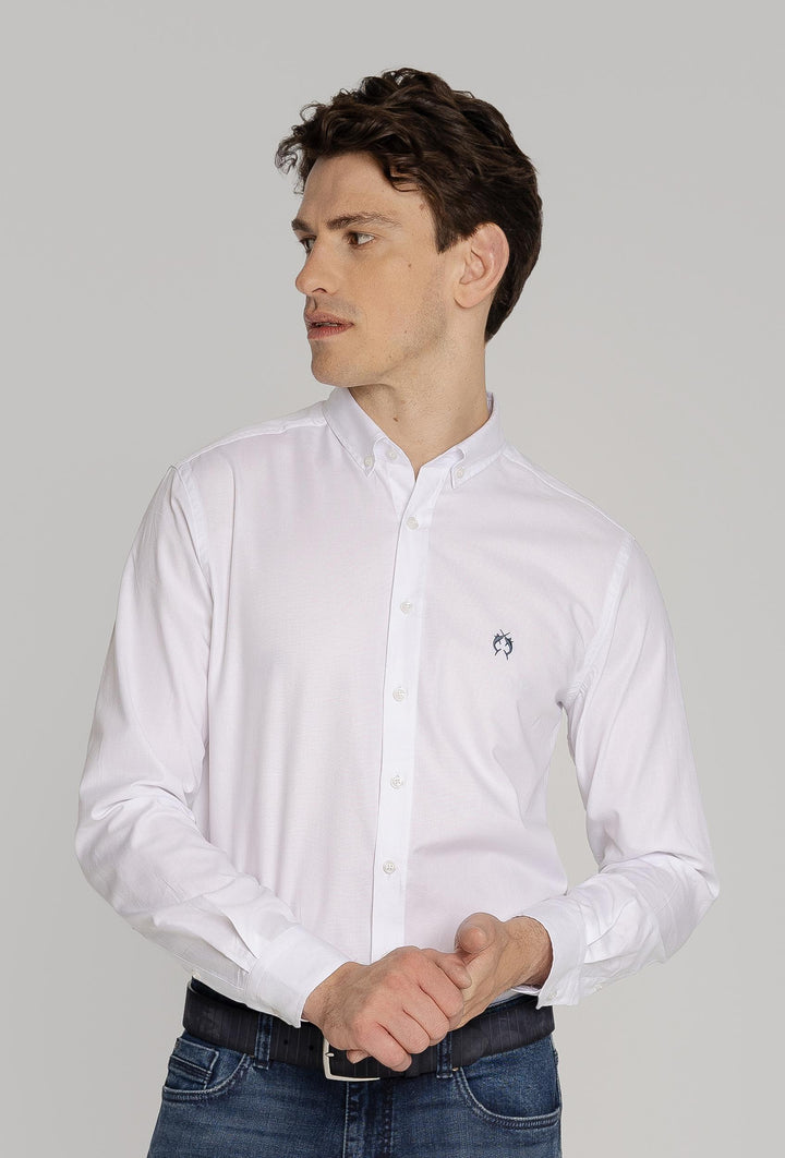 Biała koszula męska Oxford z kołnierzykiem button-down Regular Fit