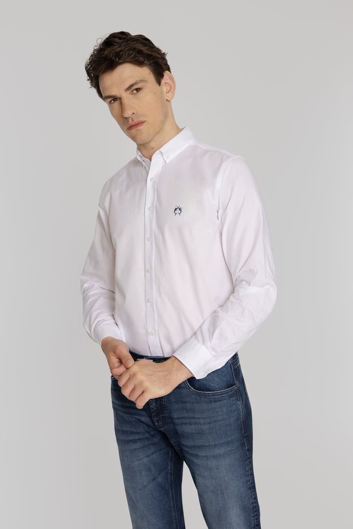 Biała koszula męska Oxford z kołnierzykiem button-down Regular Fit