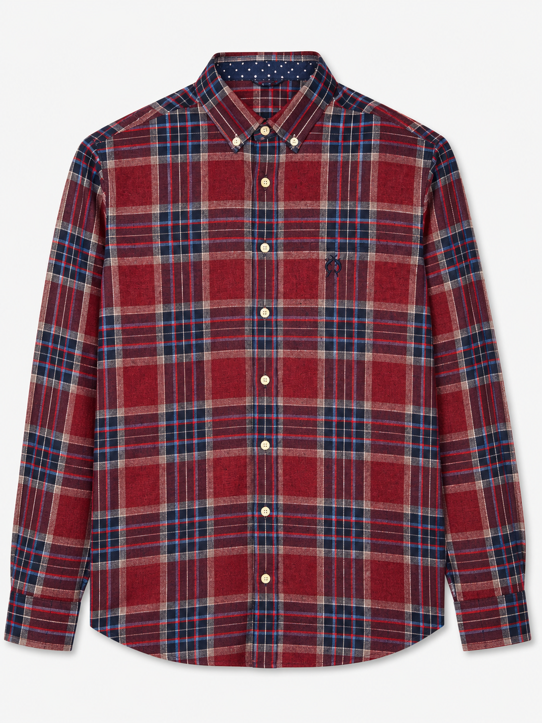 Modern Fit bordowa koszula w klasyczną kratę
