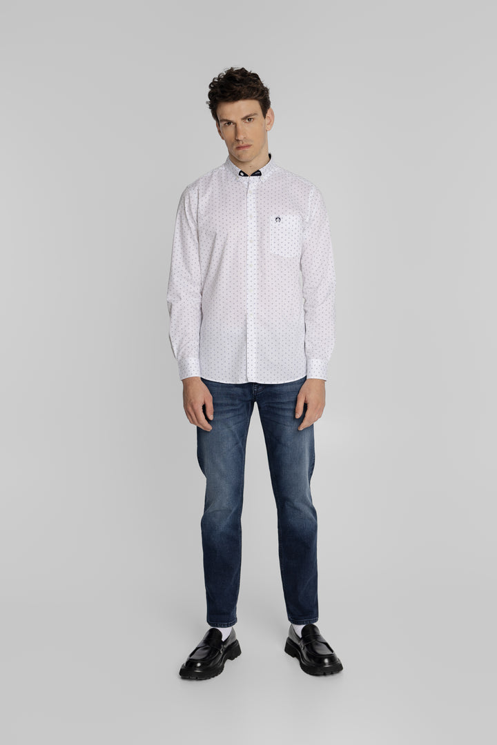 Modern Fit biała koszula z subtelnym mikrowzorem