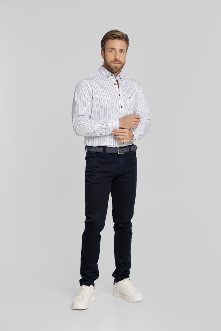 Męska koszula w cienkie paski Regular Fit