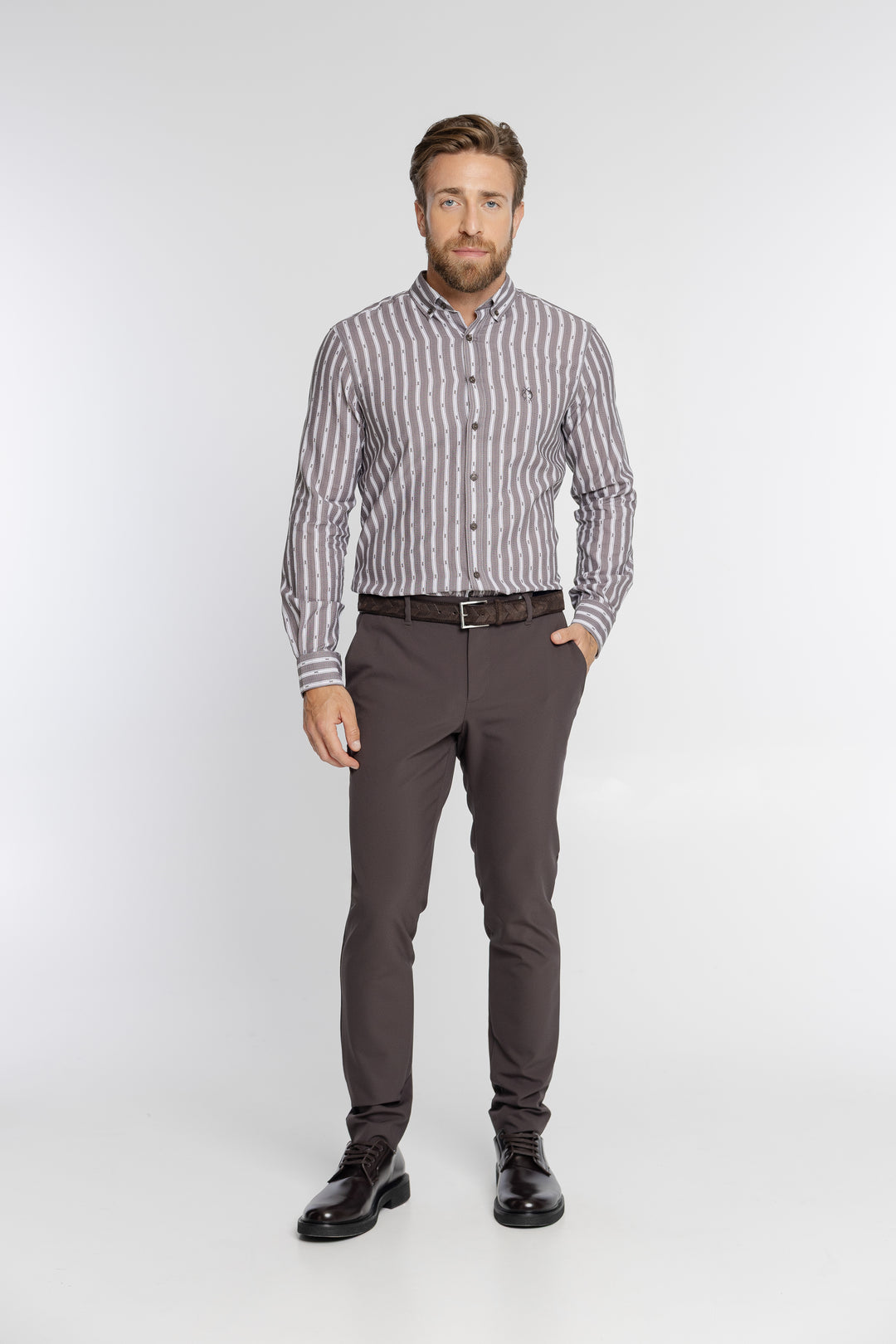 Męska koszula w pionowe paski Regular Fit