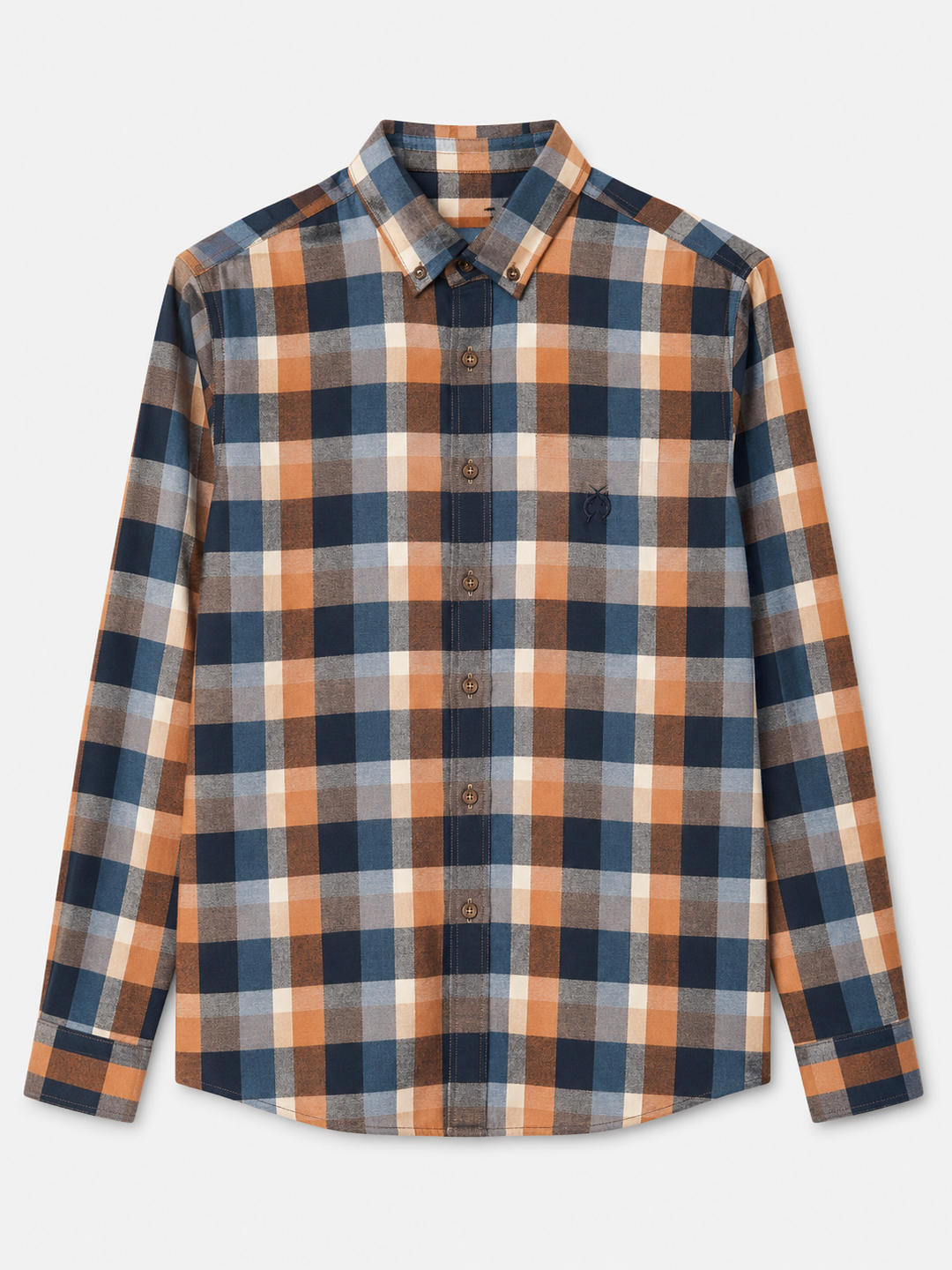 Koszula męska w kratę granatowo-beżową Button Down Regular Fit