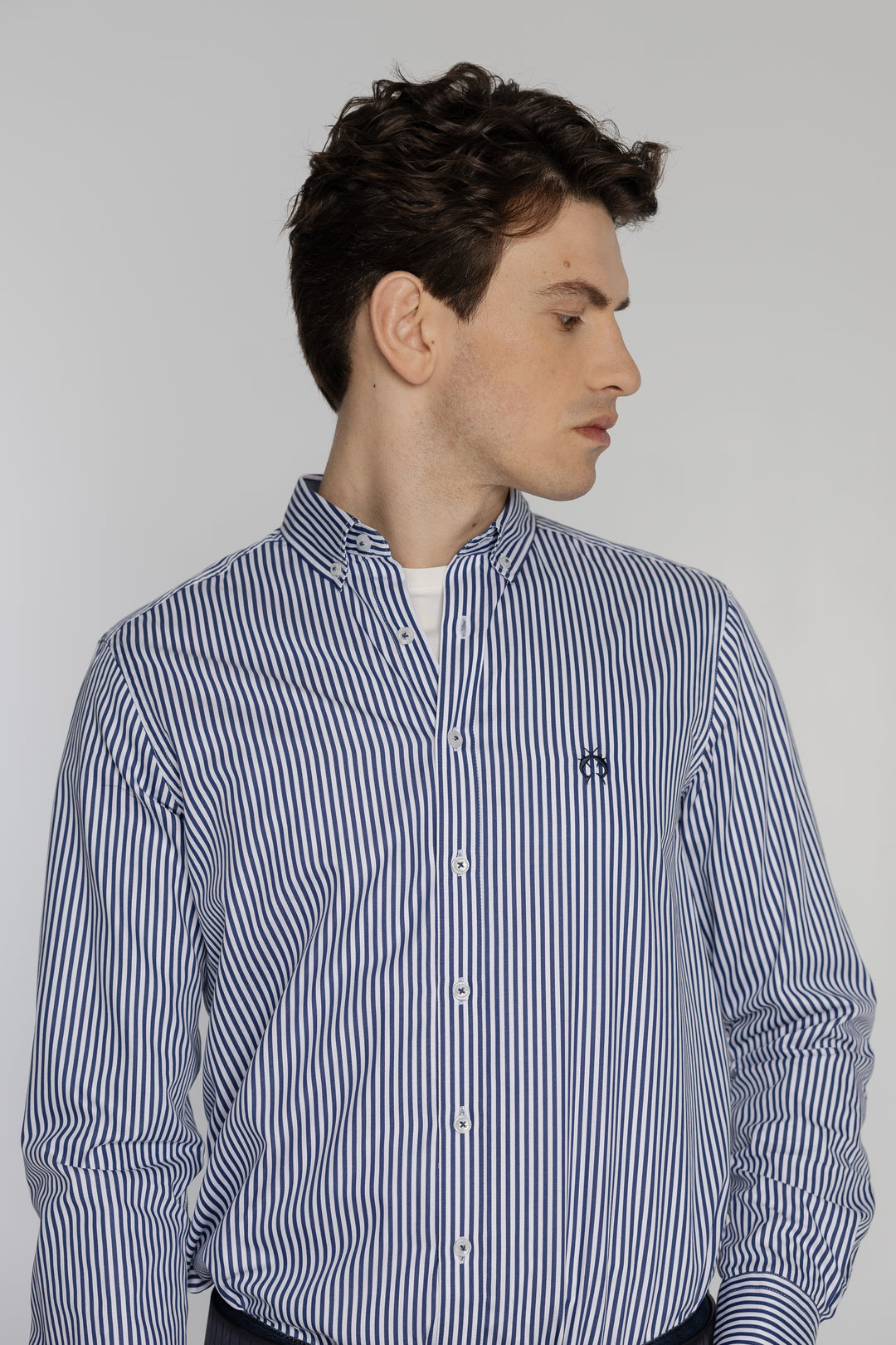 Męska koszula w granatowe paski Modern Fit