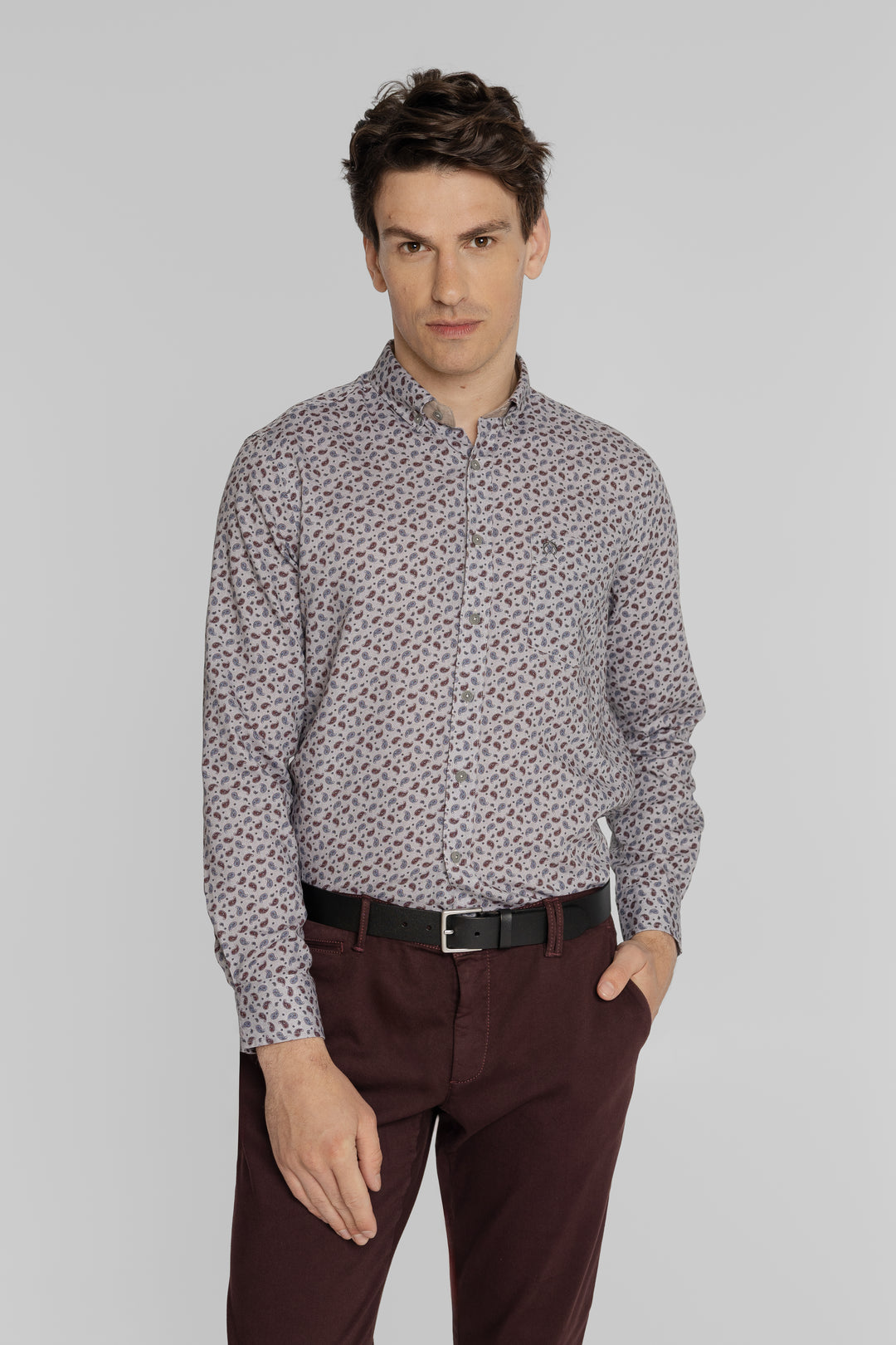 Koszula męska w drobny wzór paisley z kołnierzykiem button-down Regular Fit