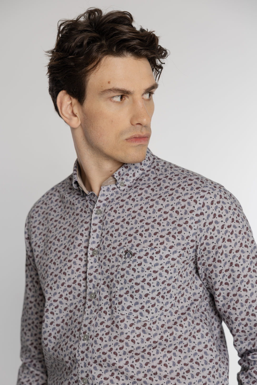 Koszula męska w drobny wzór paisley z kołnierzykiem button-down Regular Fit