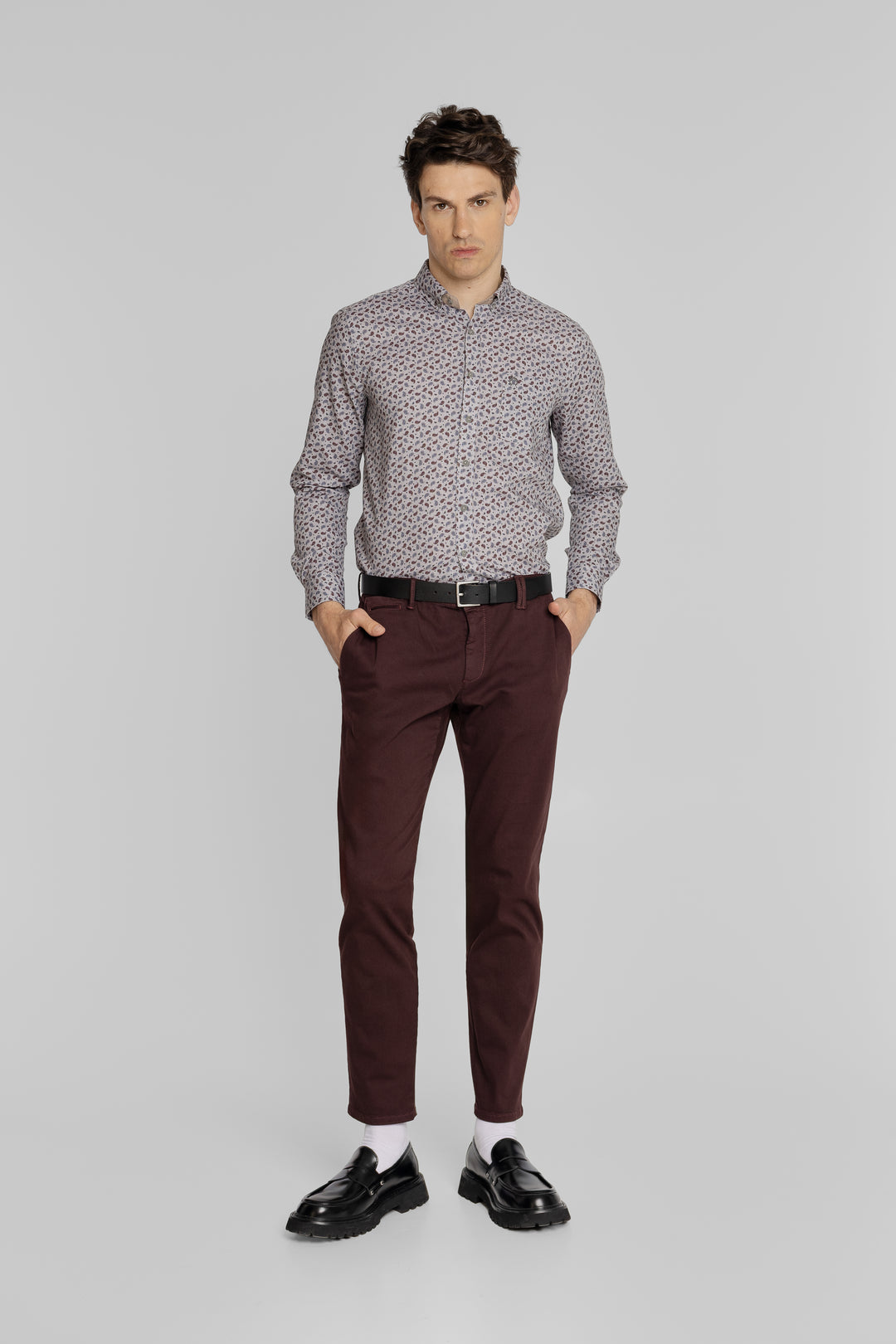Koszula męska w drobny wzór paisley z kołnierzykiem button-down Regular Fit