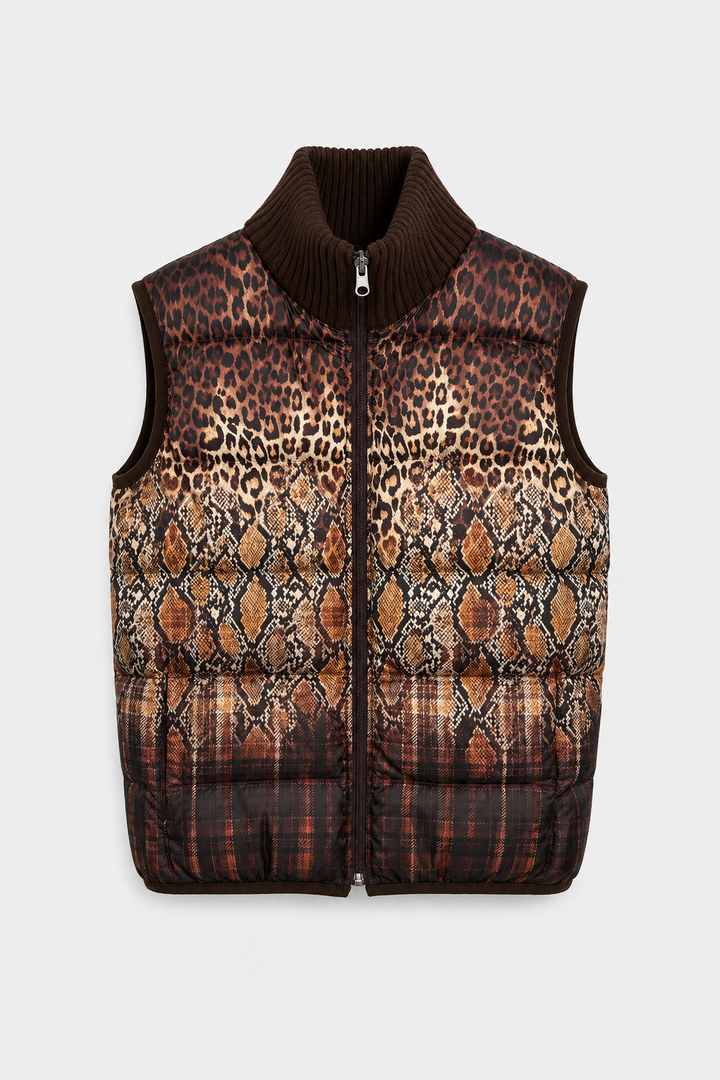 Dwustronna kamizelka pikowana Campione z nadrukiem animal print