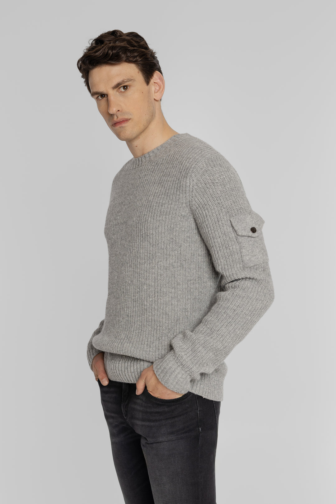 Męski sweter z wełnianym splotem Regular Fit