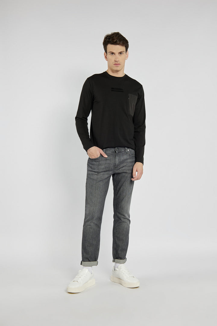 Męskie spodnie jeansowe szare o prostym kroju