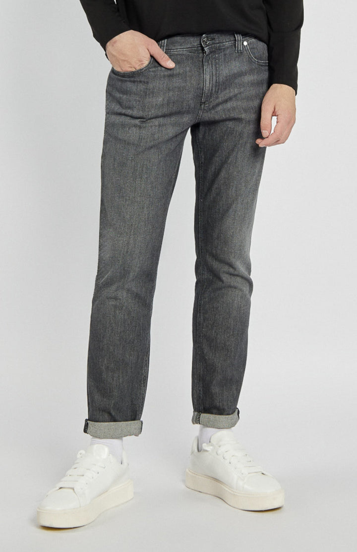 Męskie spodnie jeansowe szare o prostym kroju