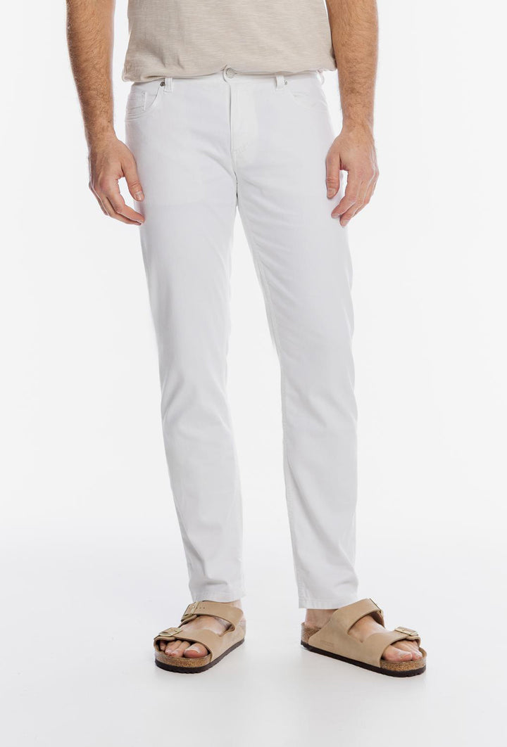 Eleganckie białe spodnie Alberto typu chino