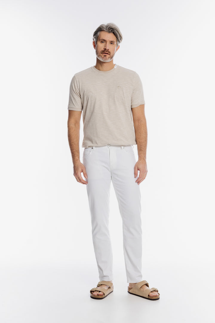 Eleganckie białe spodnie Alberto typu chino