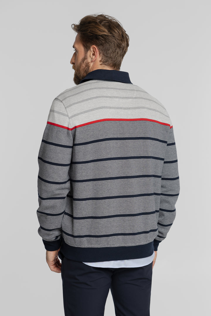 Szara bluza polo w paski