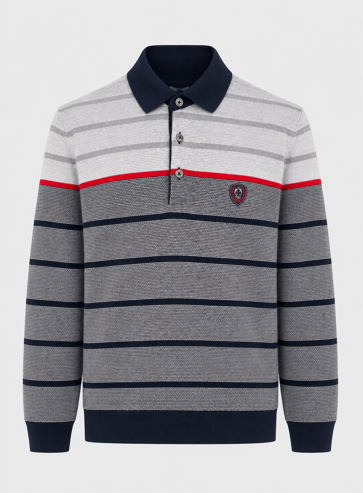 Szara bluza polo w paski