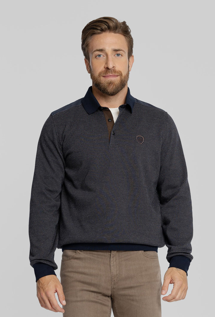 Męska bluza polo z mikrowzorem Regular Fit