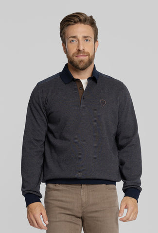 Męska bluza polo z mikrowzorem Regular Fit