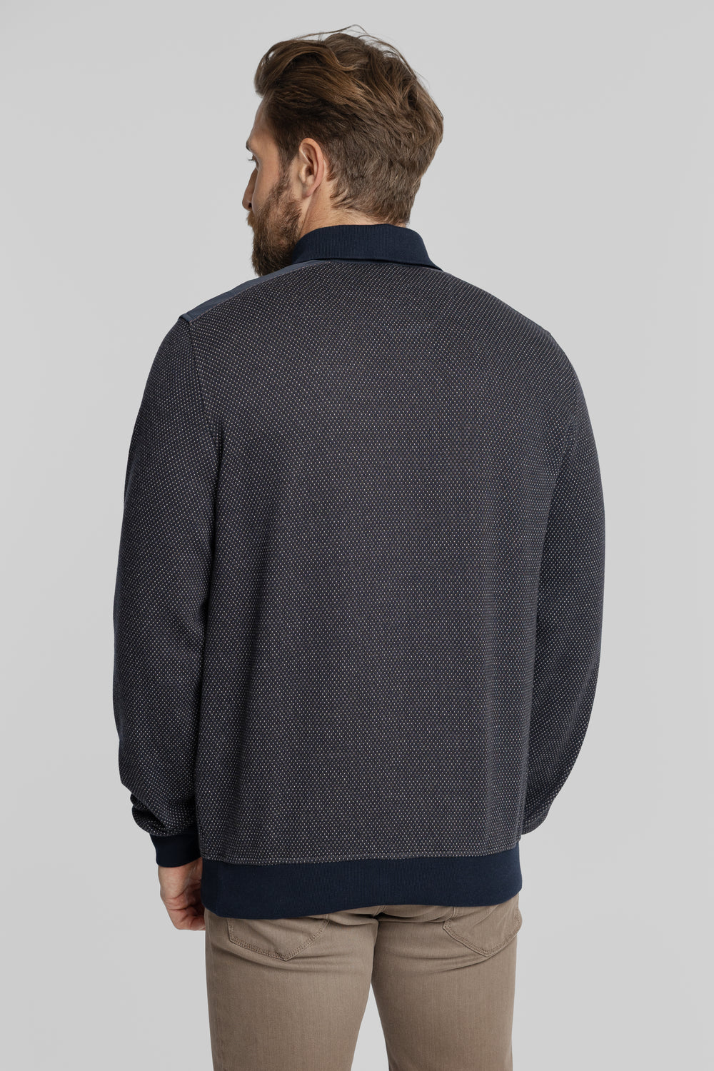 Męska bluza polo z mikrowzorem Regular Fit