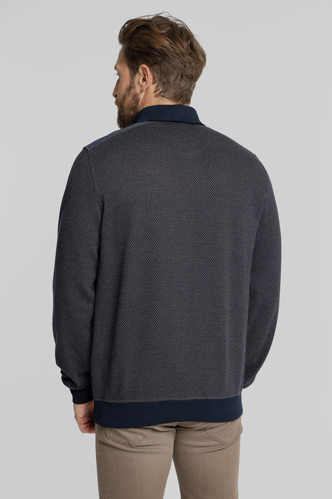 Męska bluza polo z mikrowzorem Regular Fit