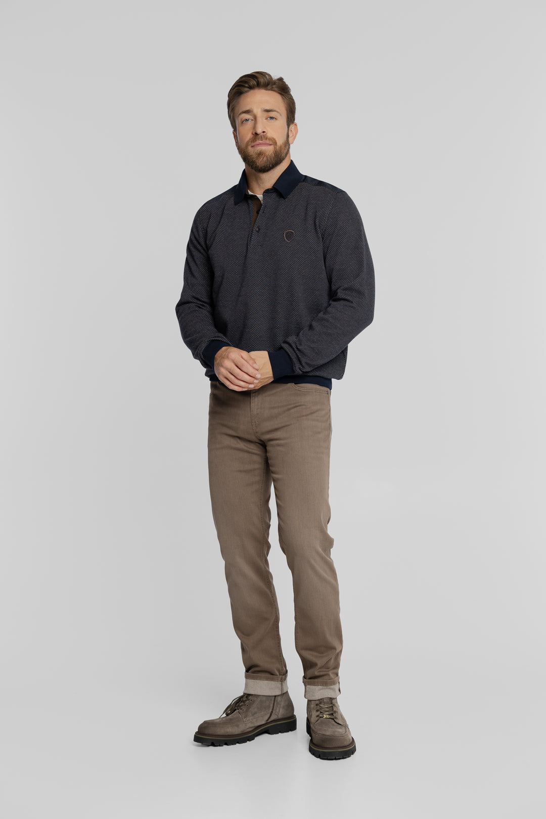 Męska bluza polo z mikrowzorem Regular Fit
