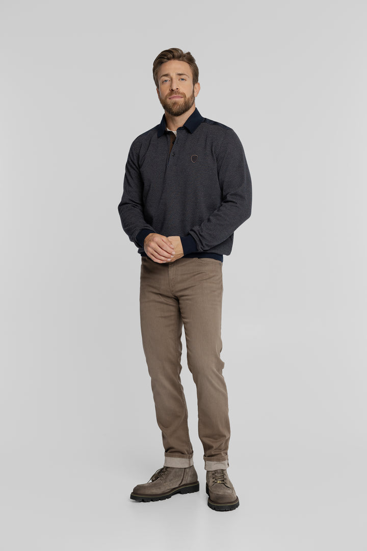 Męska bluza polo z mikrowzorem Regular Fit