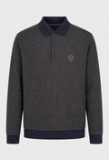Męska bluza polo z mikrowzorem granatowa BIG SIZE