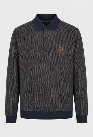 Męska bluza polo z mikrowzorem granatowa BIG SIZE