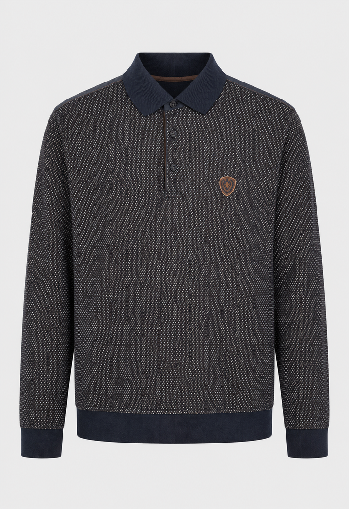 Męska bluza polo z mikrowzorem Regular Fit