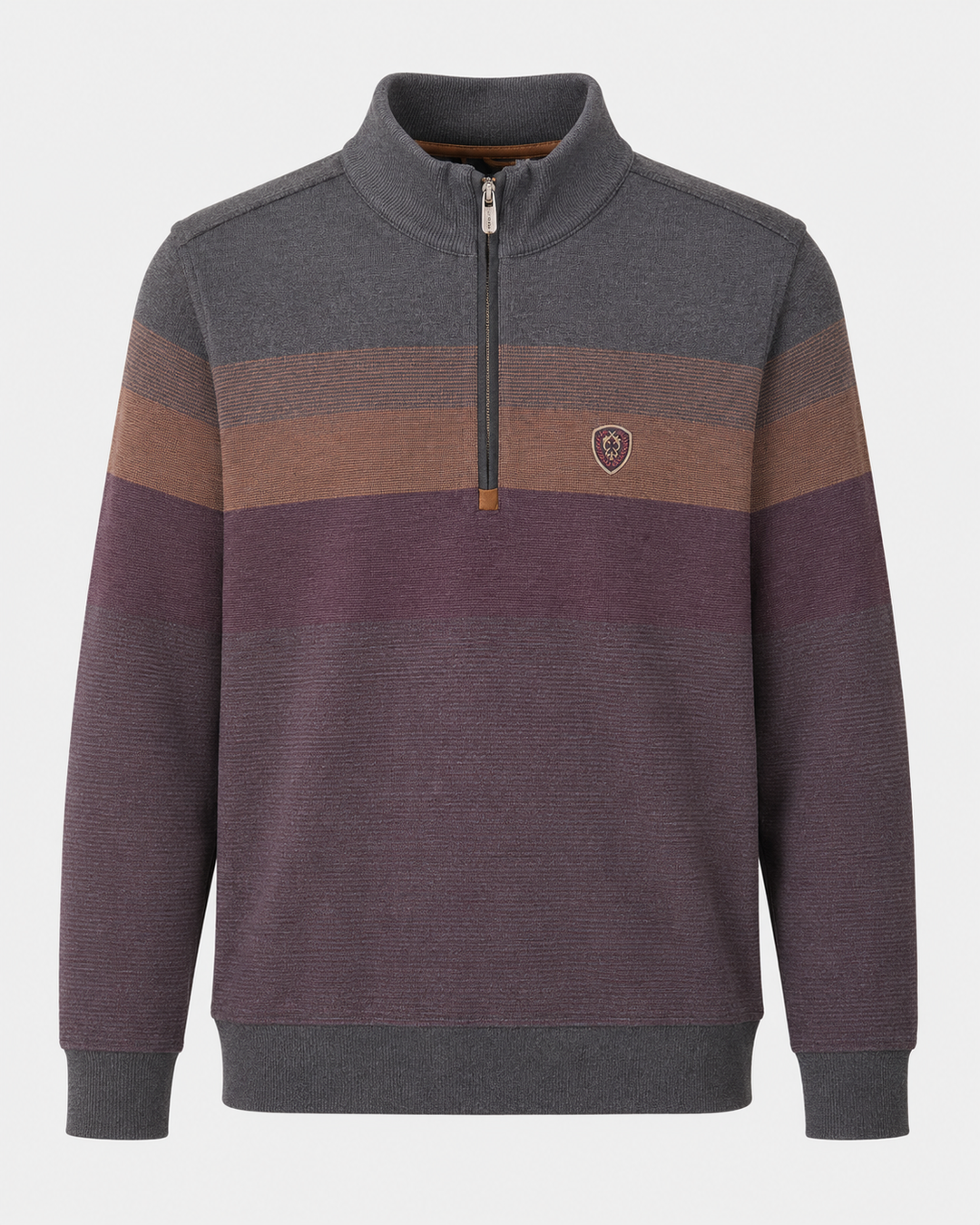 Męska bluza ze stójką i zamkiem 1/4 w odcieniach grafitu i bordo Regular Fit